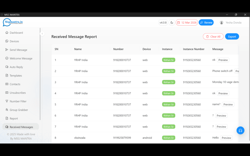 Sending Message reporting - Analytics